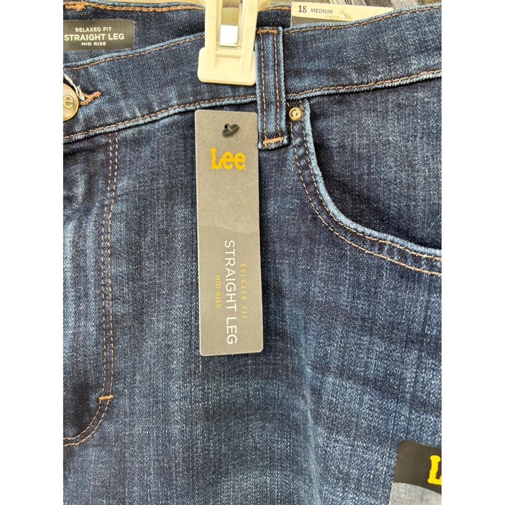 Lee Womens Relaxed Fit Straight Leg Mid Rise‎ Dark Wash Jeans 18 Medium 3054039 - Picture 3 of 8